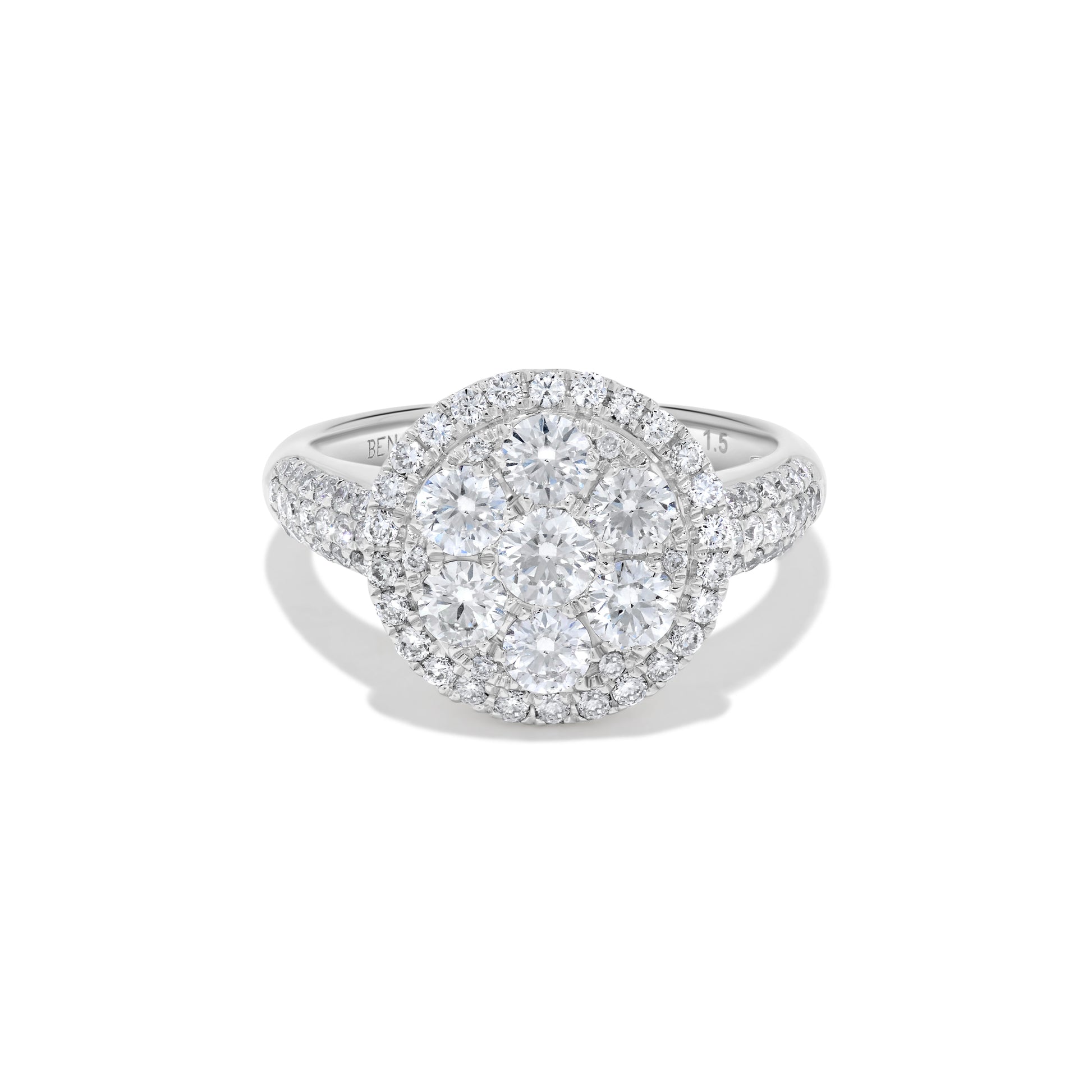 Pavé Circle Diamond Cluster Ring in 14K White Gold