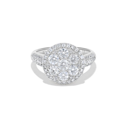 Pavé Circle Diamond Cluster Ring in 14K White Gold