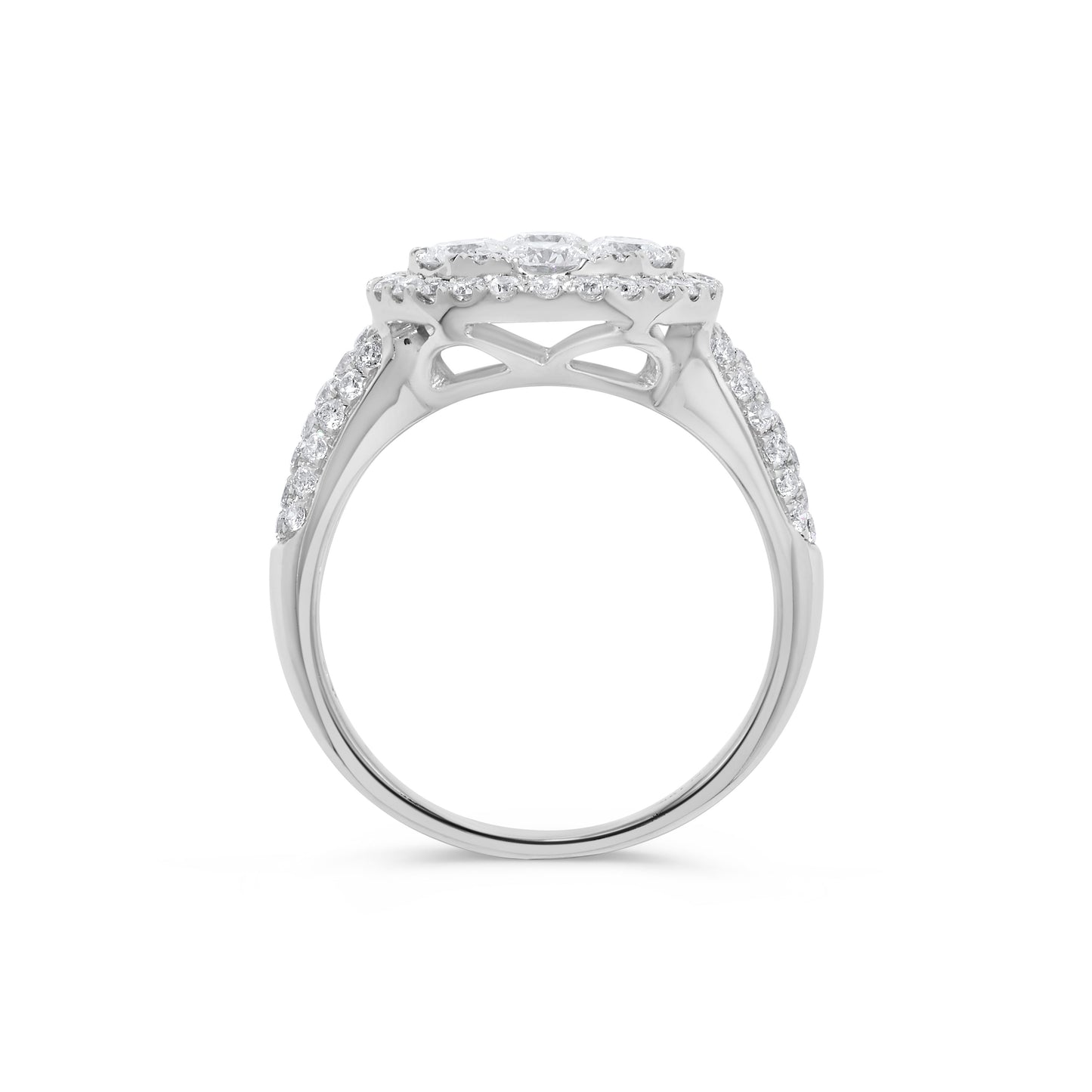 Pavé Circle Diamond Cluster Ring in 14K White Gold