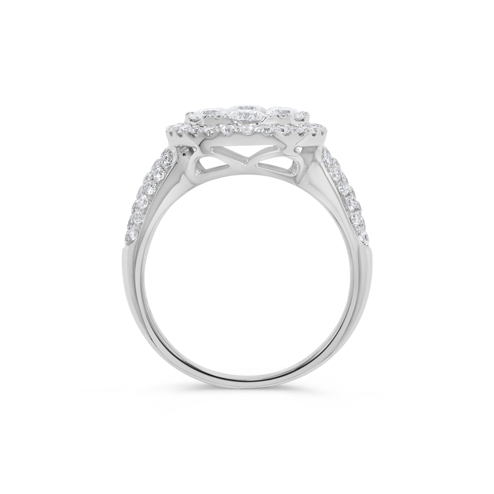 Pavé Circle Diamond Cluster Ring in 14K White Gold