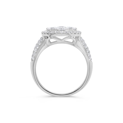 Pavé Circle Diamond Cluster Ring in 14K White Gold