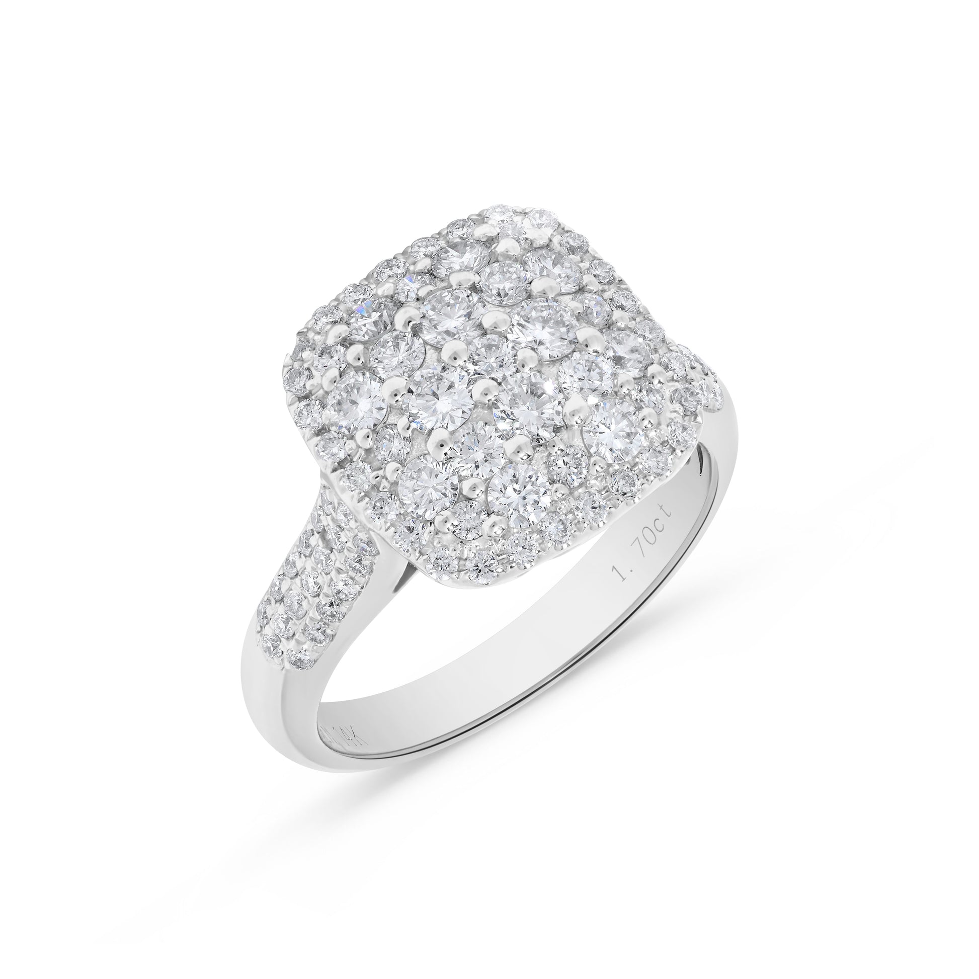 Pavé Cushion Cluster Diamond Ring in 14K White Gold
