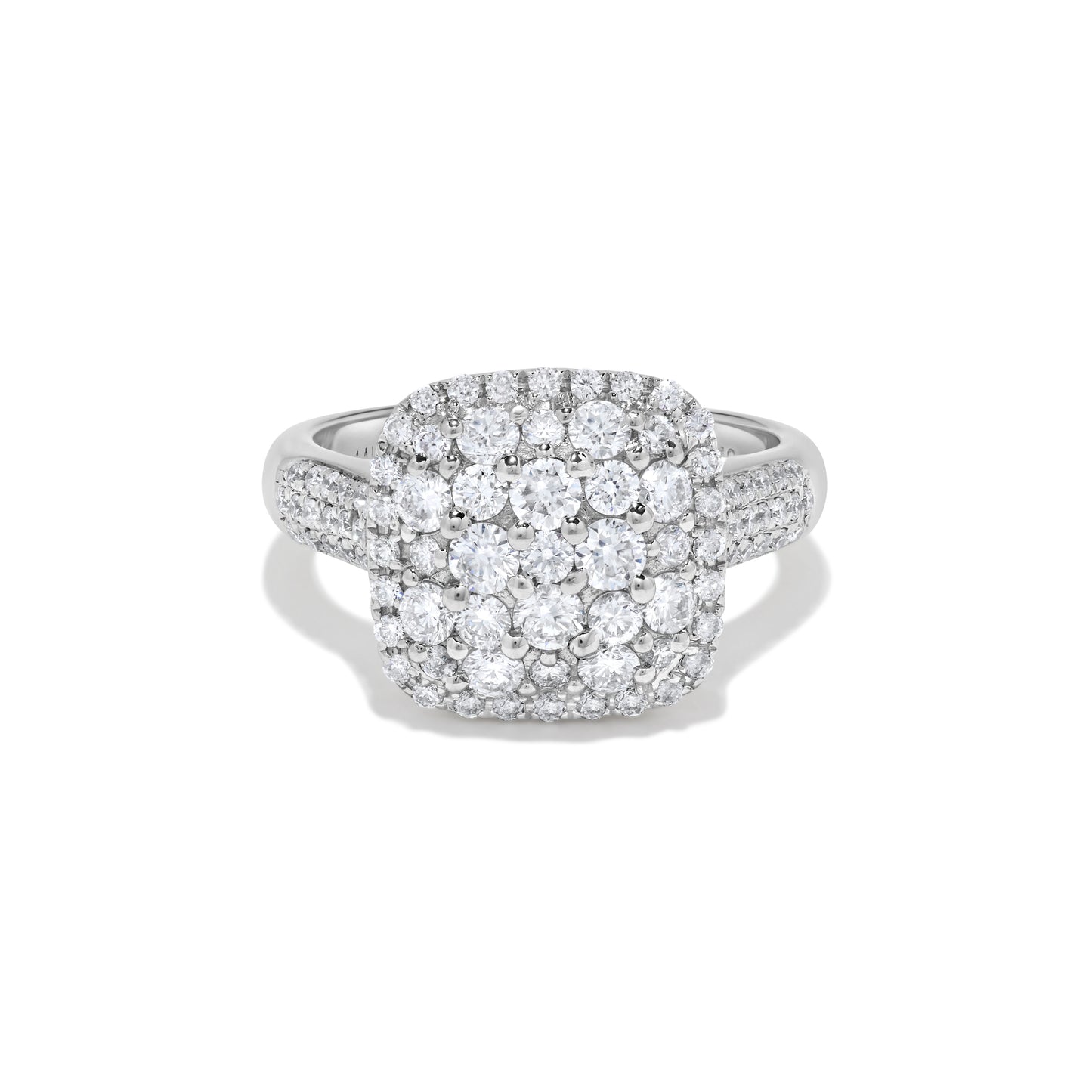 Pavé Cushion Cluster Diamond Ring in 14K White Gold