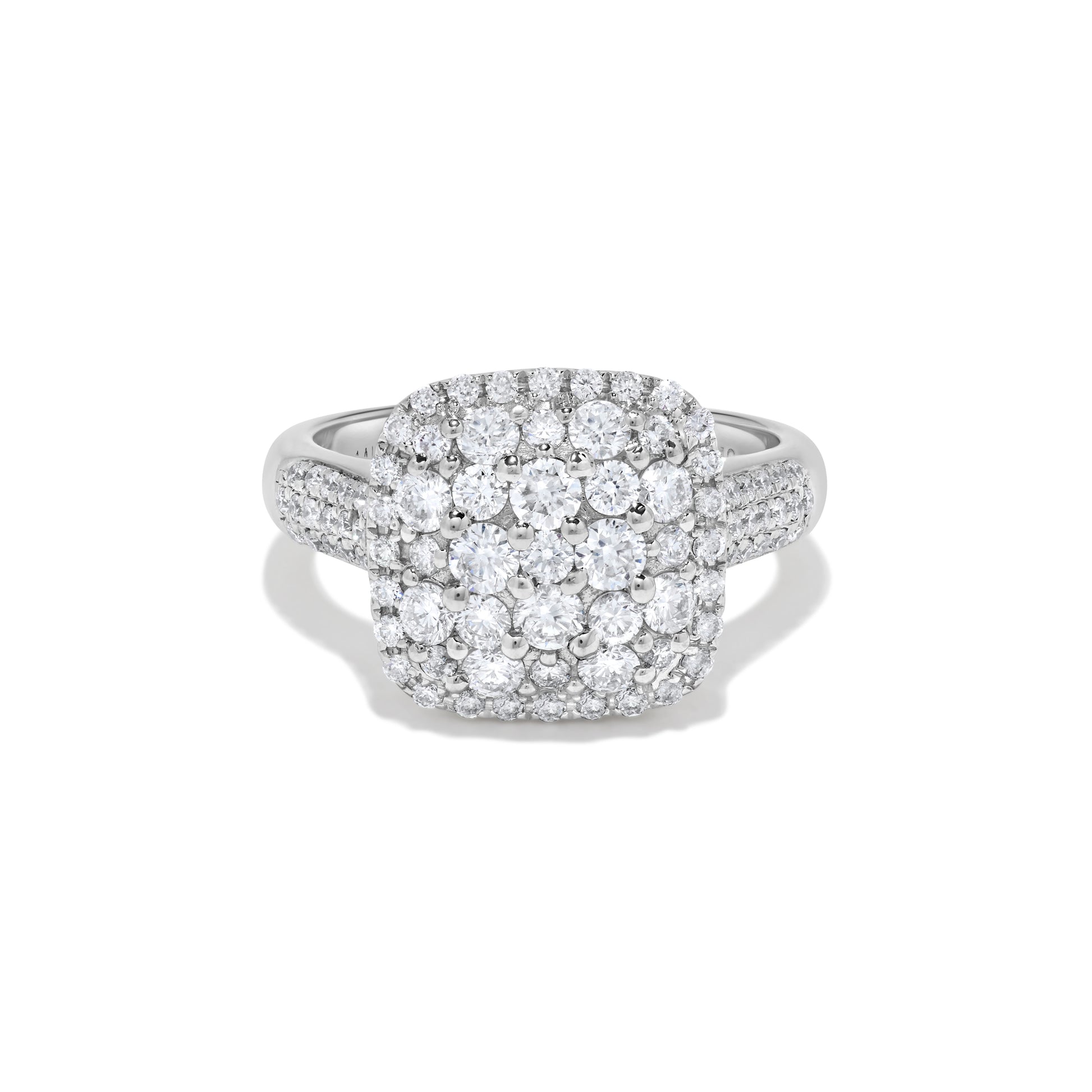 Pavé Cushion Cluster Diamond Ring in 14K White Gold