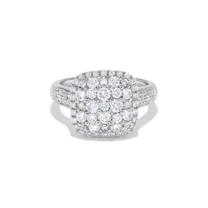 Pavé Cushion Cluster Diamond Ring in 14K White Gold