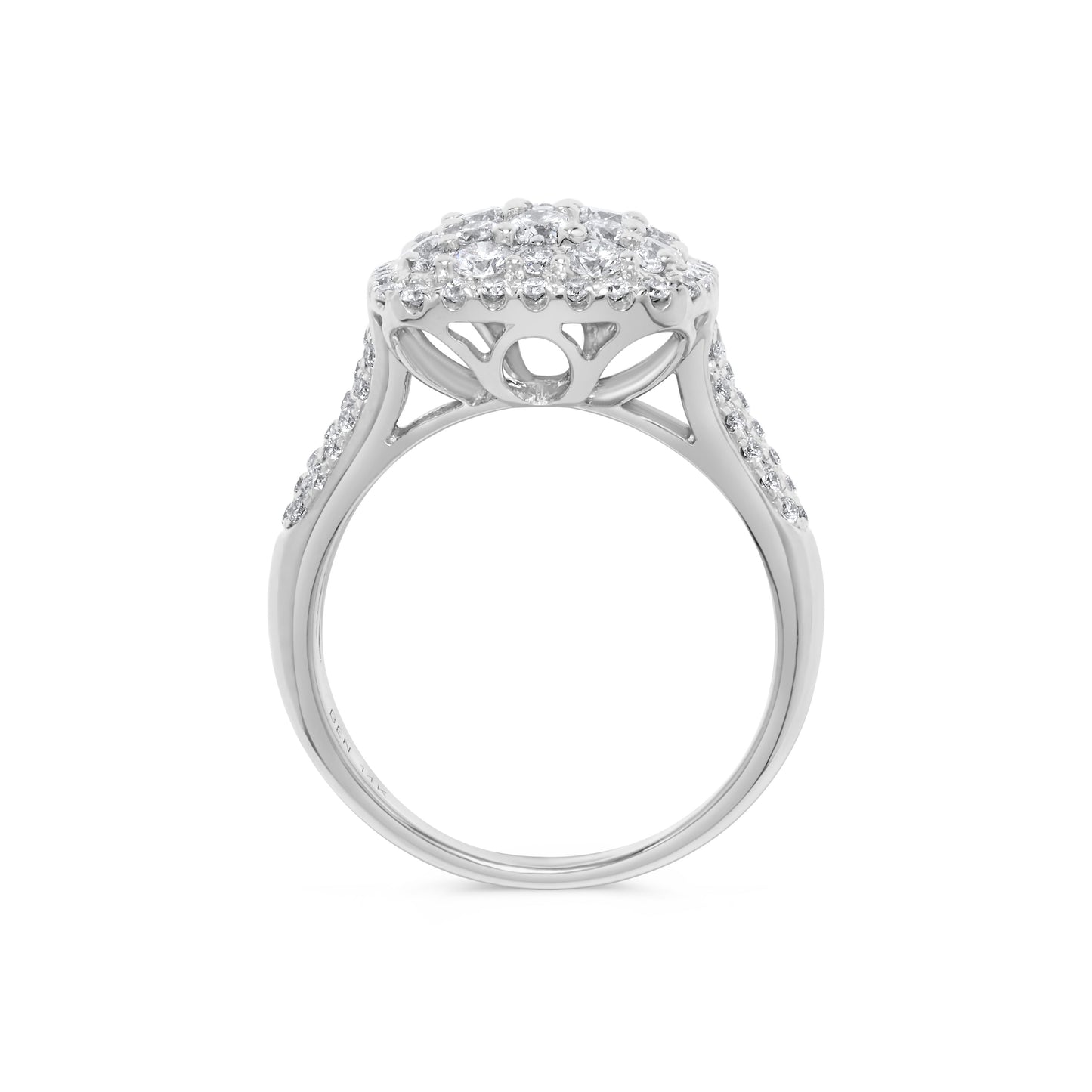 Pavé Cushion Cluster Diamond Ring in 14K White Gold