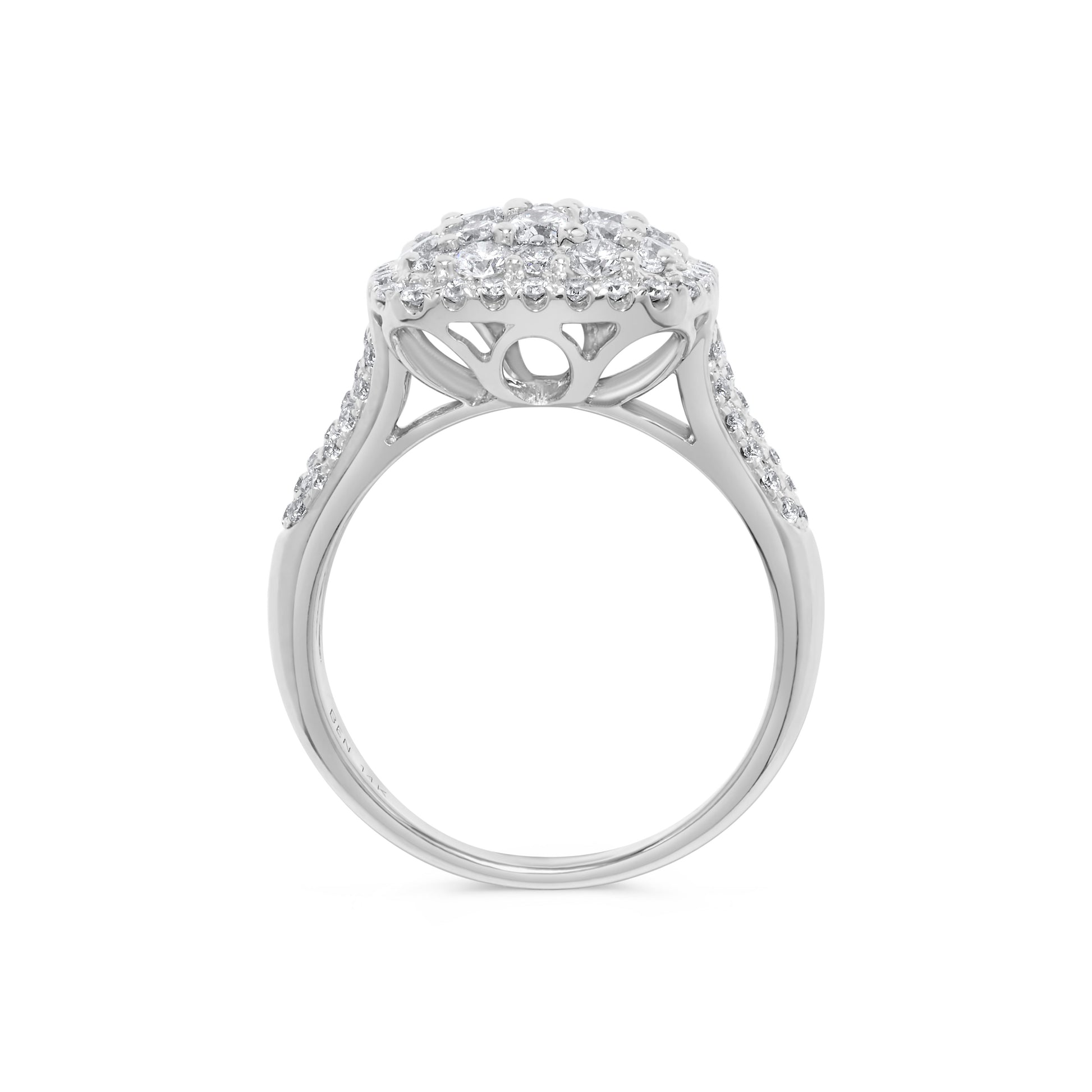 Pavé Cushion Cluster Diamond Ring in 14K White Gold