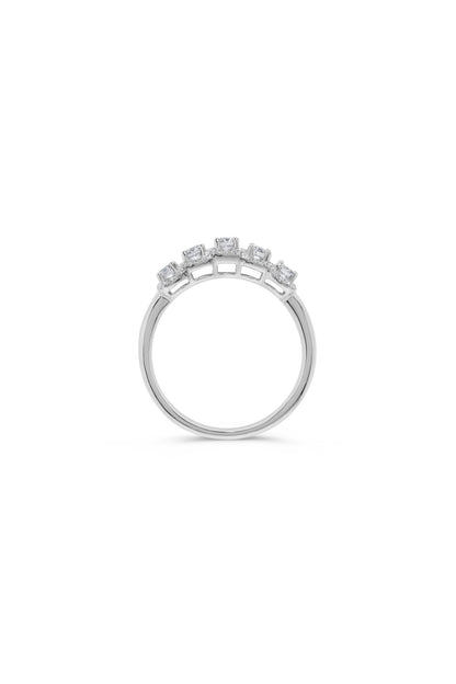 Five Diamond Round Halo Ring in 14K White Gold