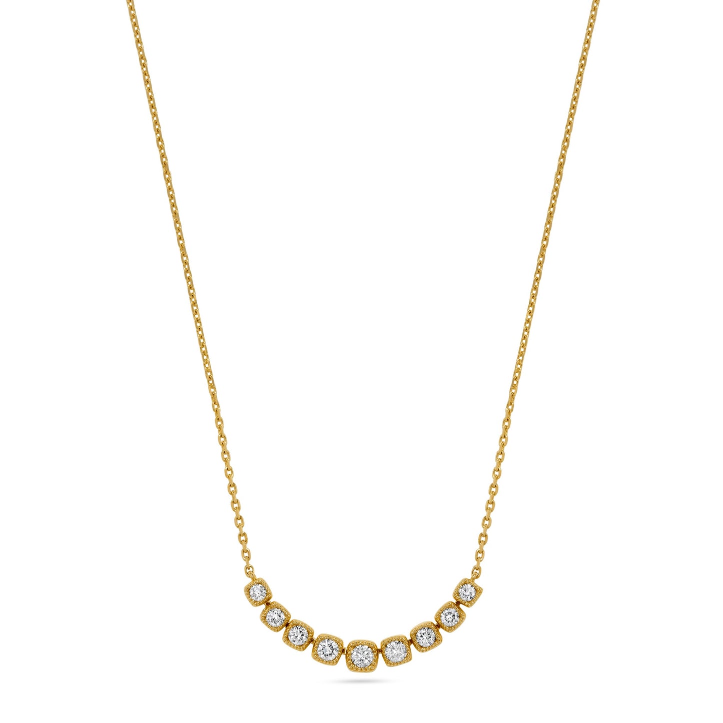 Milgrain Diamond Layered Pendant Necklace in 14K Yellow Gold