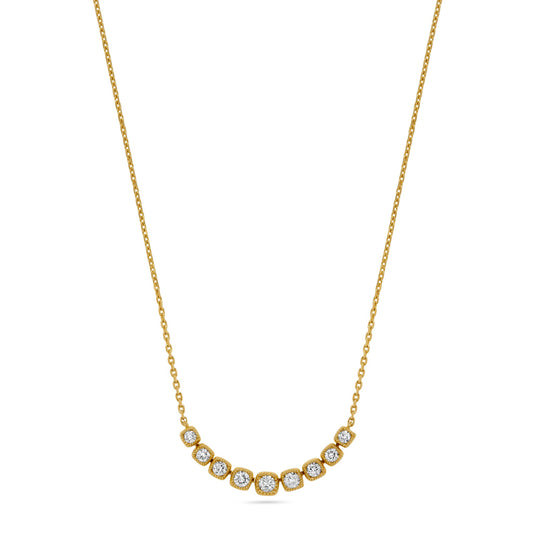 Milgrain Diamond Layered Pendant Necklace in 14K Yellow Gold