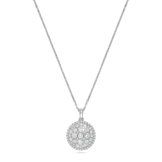 Pavé Circle Diamond Cluster Pendant Necklace in 14K White Gold
