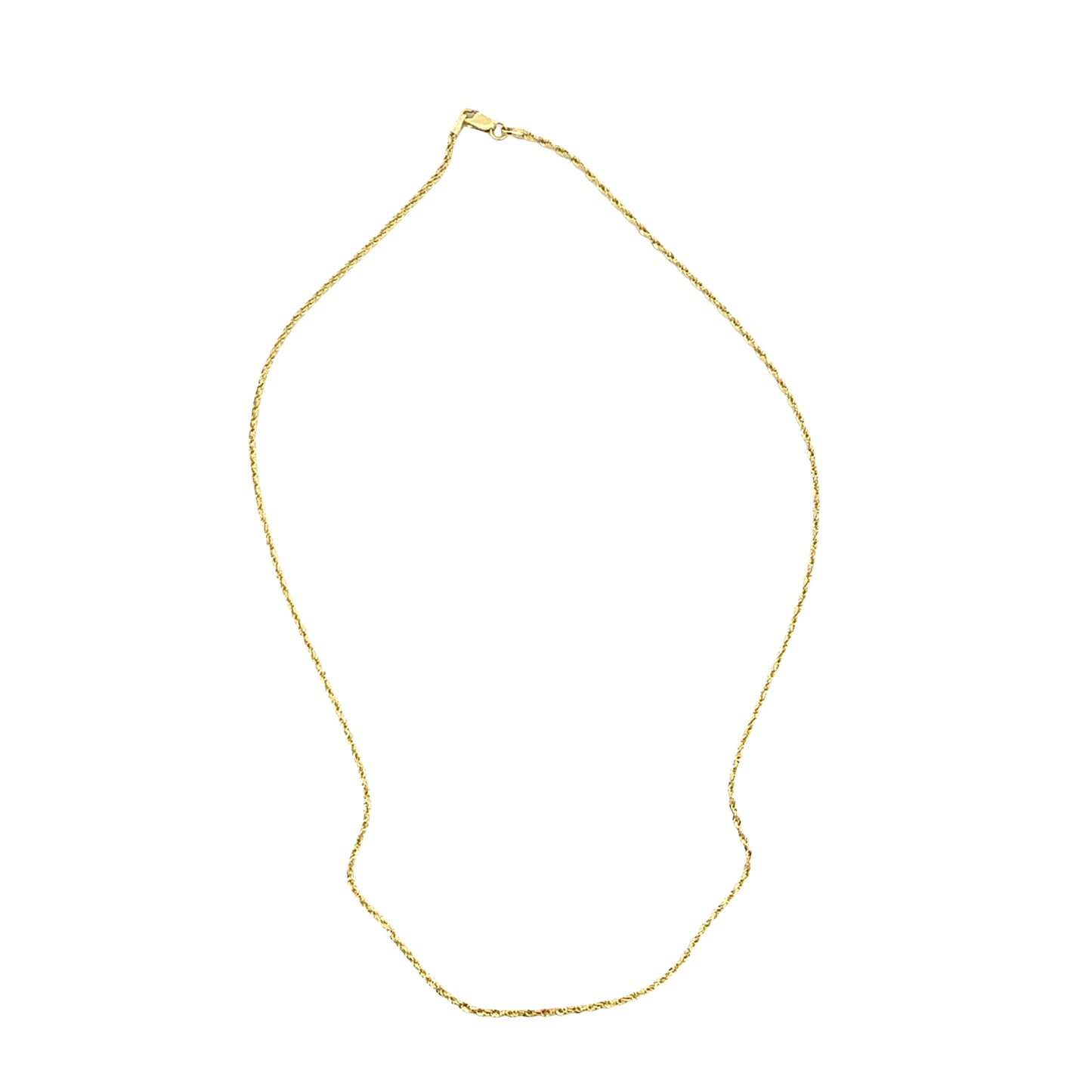 14K Yellow Gold Diamond Cut Rope Chain Necklace 1mm