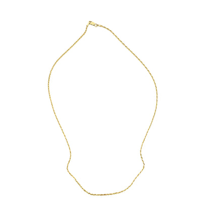 14K Yellow Gold Diamond Cut Rope Chain Necklace 1mm 16 inch