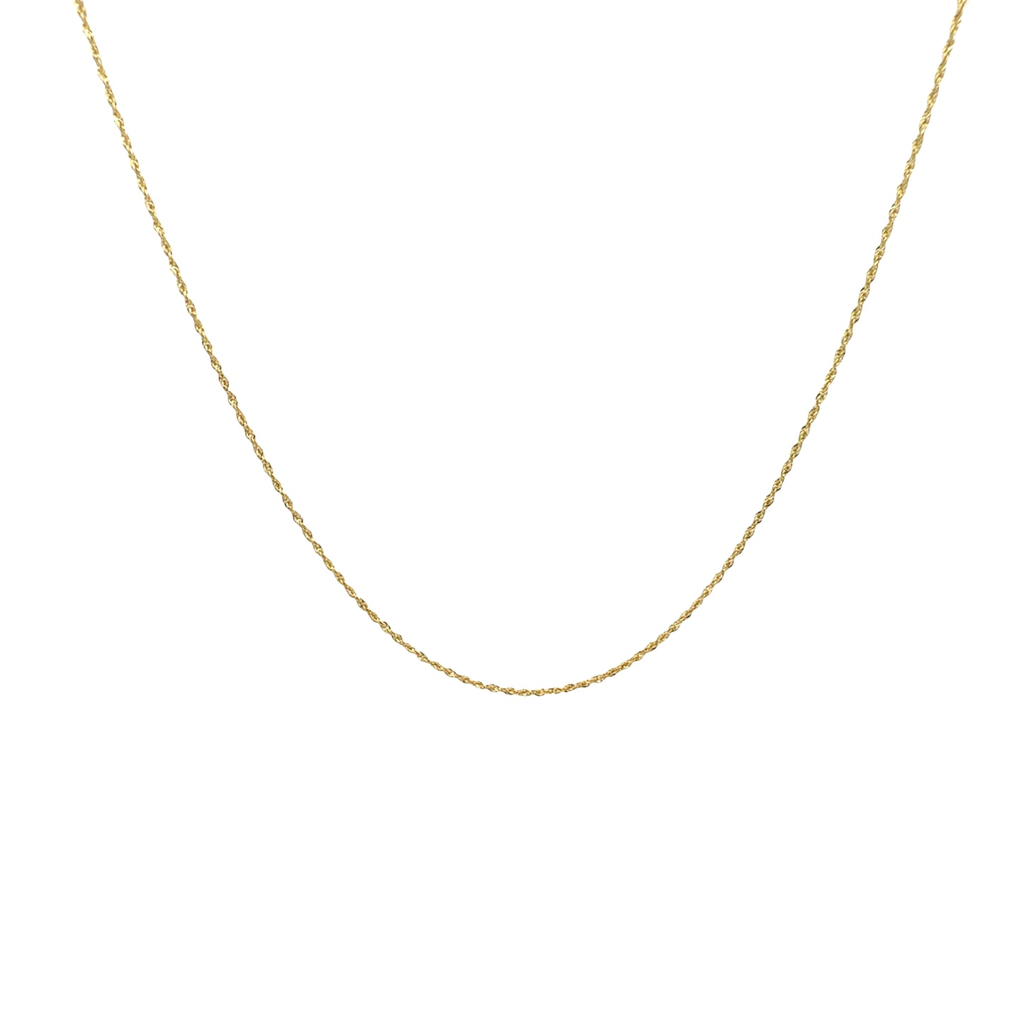 14K Yellow Gold Diamond Cut Rope Chain Necklace 1mm