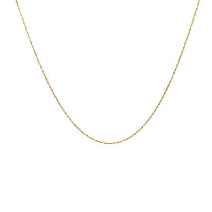 14K Yellow Gold Diamond Cut Rope Chain Necklace 1mm 16 inch