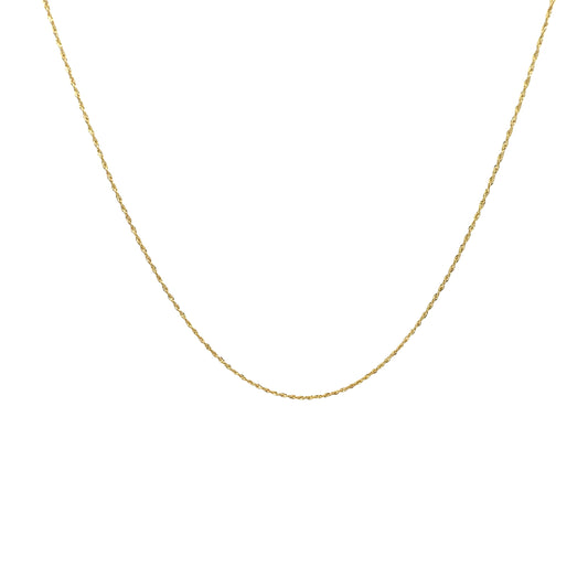 14K Yellow Gold Diamond Cut Rope Chain Necklace 1mm
