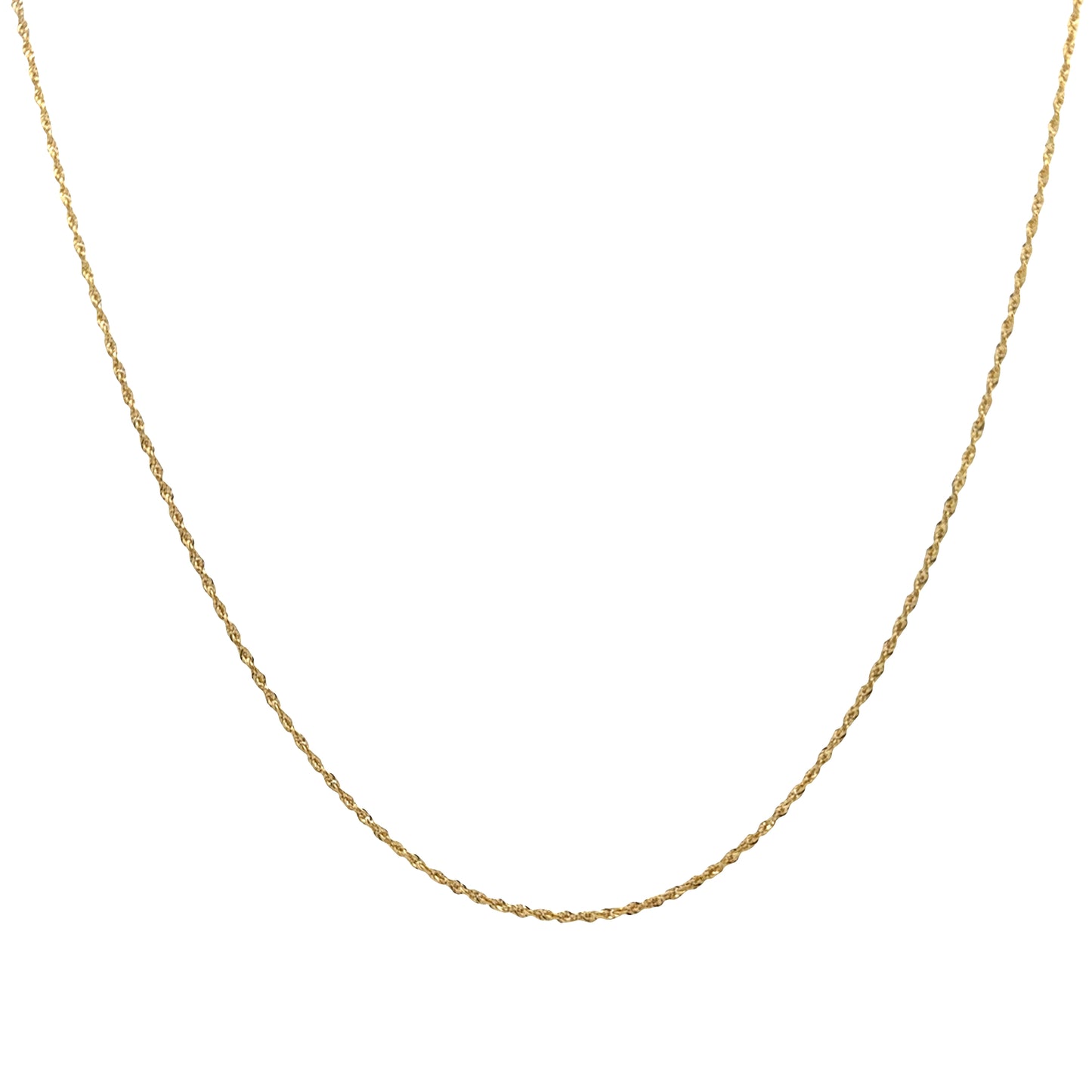 14K Yellow Gold Diamond Cut Rope Chain Necklace 1mm