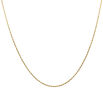 14K Yellow Gold Diamond Cut Rope Chain Necklace 1mm 16 inch