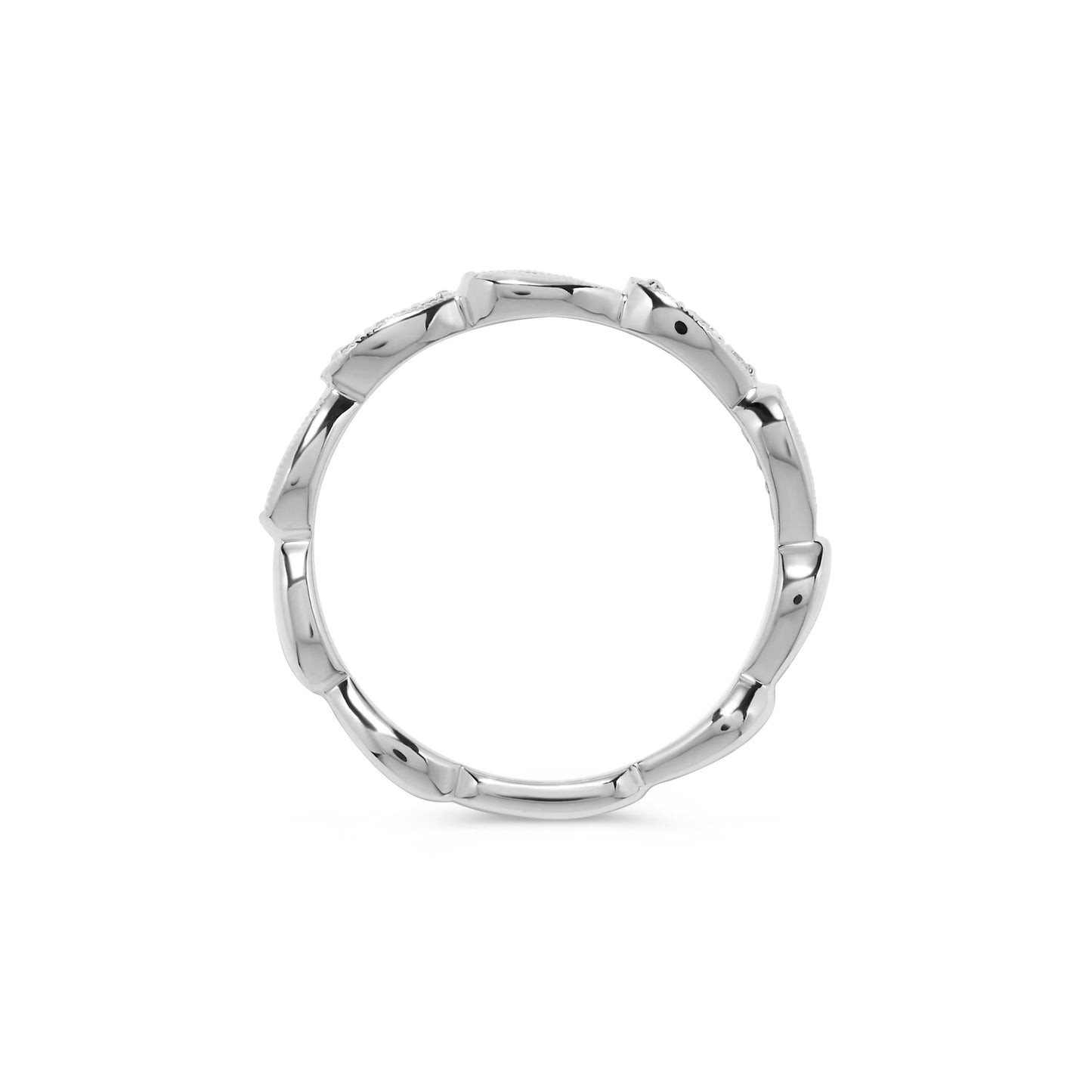 Serpent Scale Baguette Diamond Stack Ring in 14K White Gold