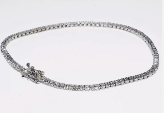 $7,000 1.46CT LAB-GROWN ROUND CUT WHITE DIAMOND PETITE TENNIS BRACELET 14K GOLD