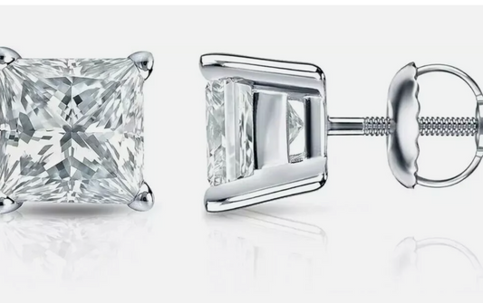 2 Ctw CVD Lab grown diamond stud earrings 14 Kt white gold IGI certified E VS1
