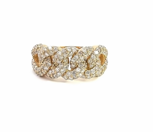14K Yellow Gold Lab-Grown Diamond Cuban Link Ring, 5.00 Carats (F VS1)
