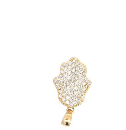 Hamsa Pendant, Solid 14K Yellow Gold, 2 ct Lab-Grown Diamonds, F/VS1