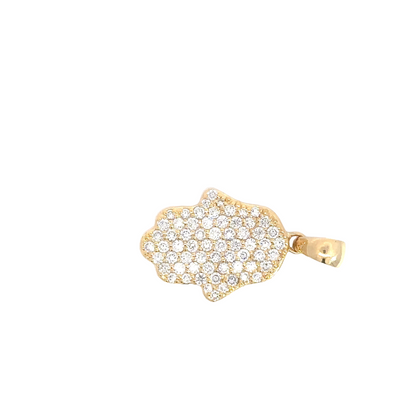 Hamsa Pendant, Solid 14K Yellow Gold, 2 ct Lab-Grown Diamonds, F/VS1