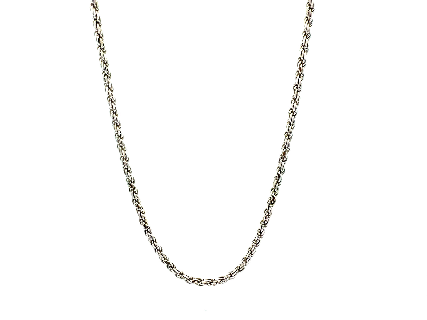 Rhodium Plated Sterling Silver Rope Chain Necklace