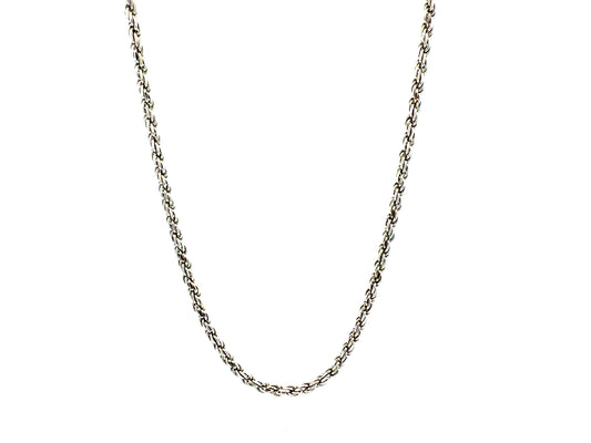 Rhodium Plated Sterling Silver Rope Chain Necklace