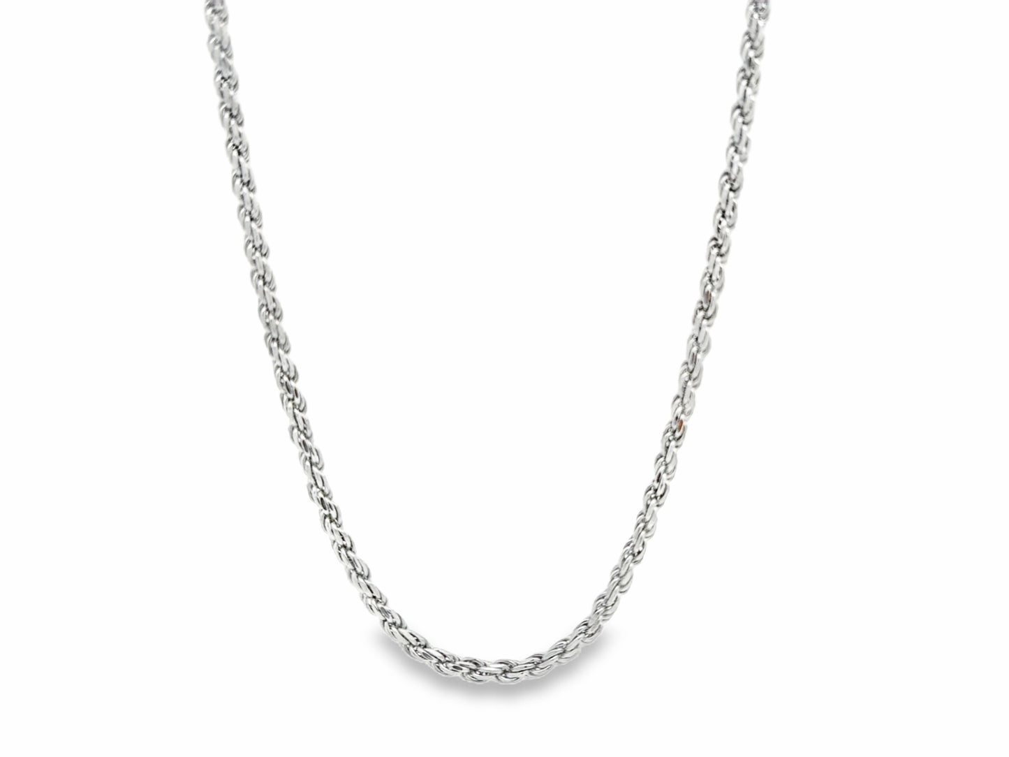 Rhodium Plated Sterling Silver Rope Chain Necklace