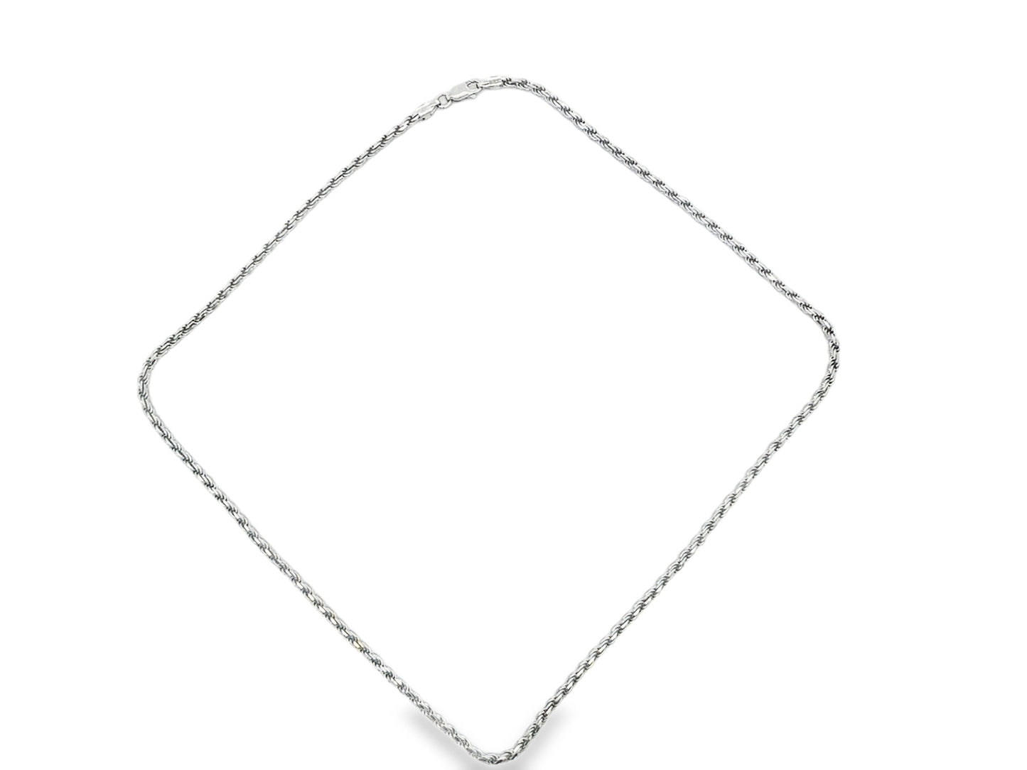 20 Inch Rhodium Plated Sterling Silver Rope Chain Necklace