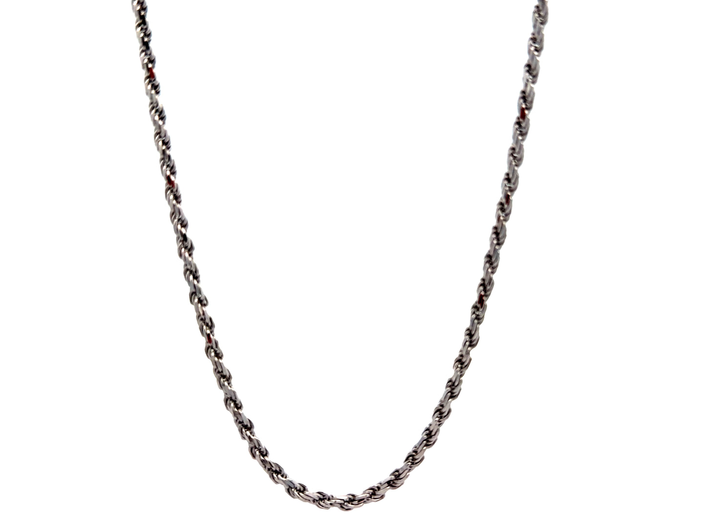 20 Inch Rhodium Plated Sterling Silver Rope Chain Necklace