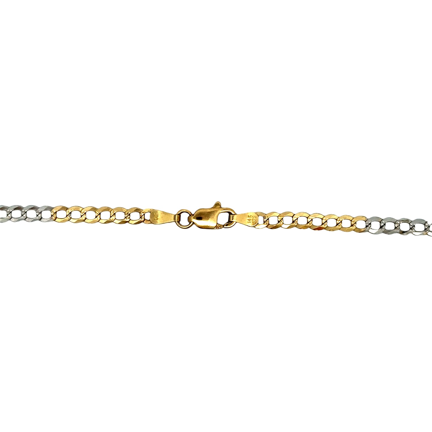14K Tri Color Gold Curb Chain Necklace 3.2mm 18 Inch