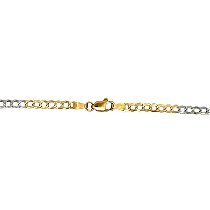 14K Tri-Color Gold Curb Link Chain Necklace, 3.2 mm
