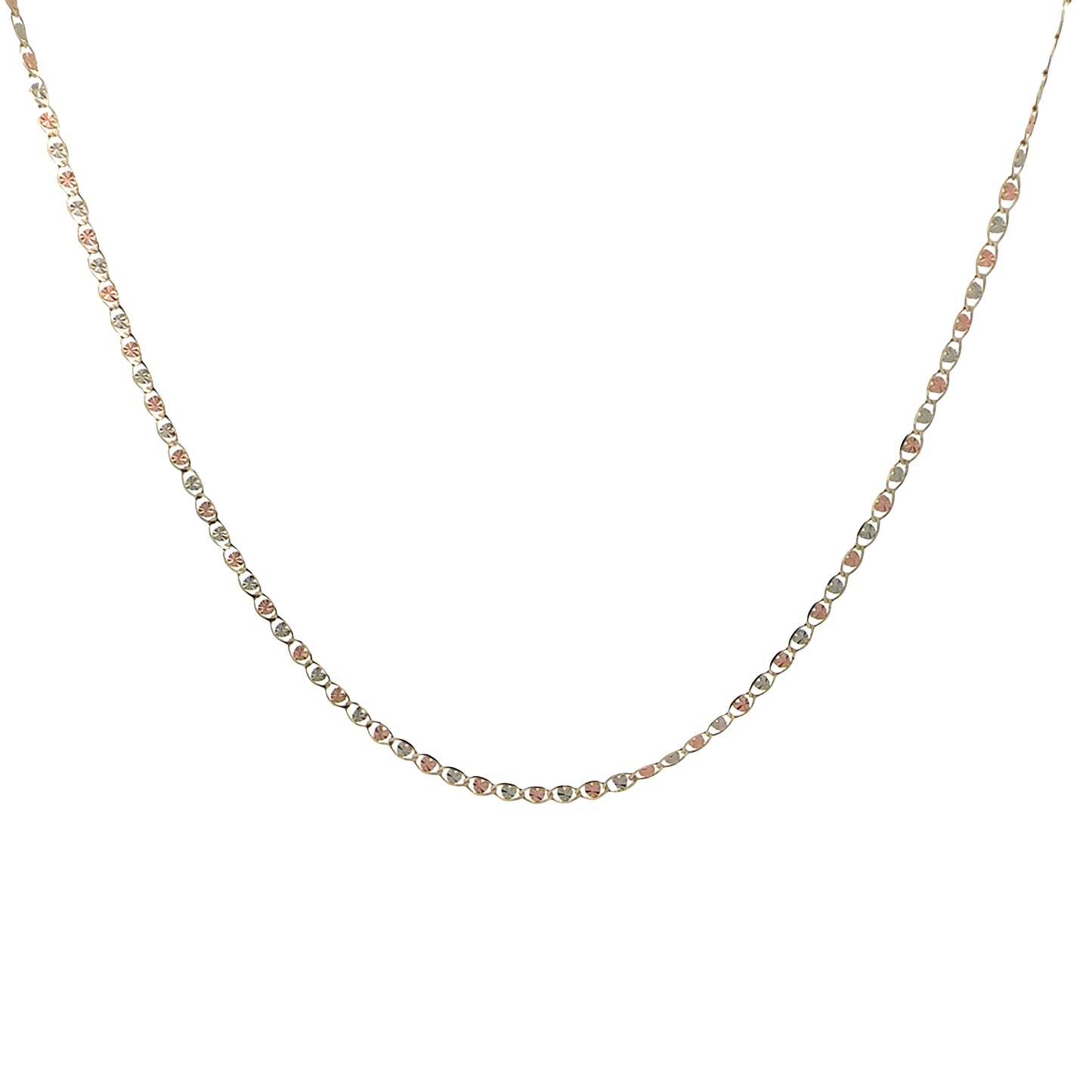 14K Tri-Color Gold Valentino Heart-Link Necklace, 20" – 2.6mm