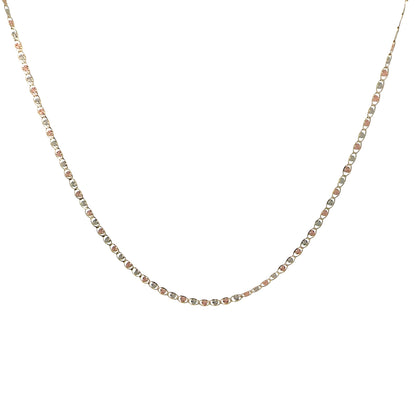 14K Tri-Color Gold Valentino Heart-Link Necklace, 2.6 mm