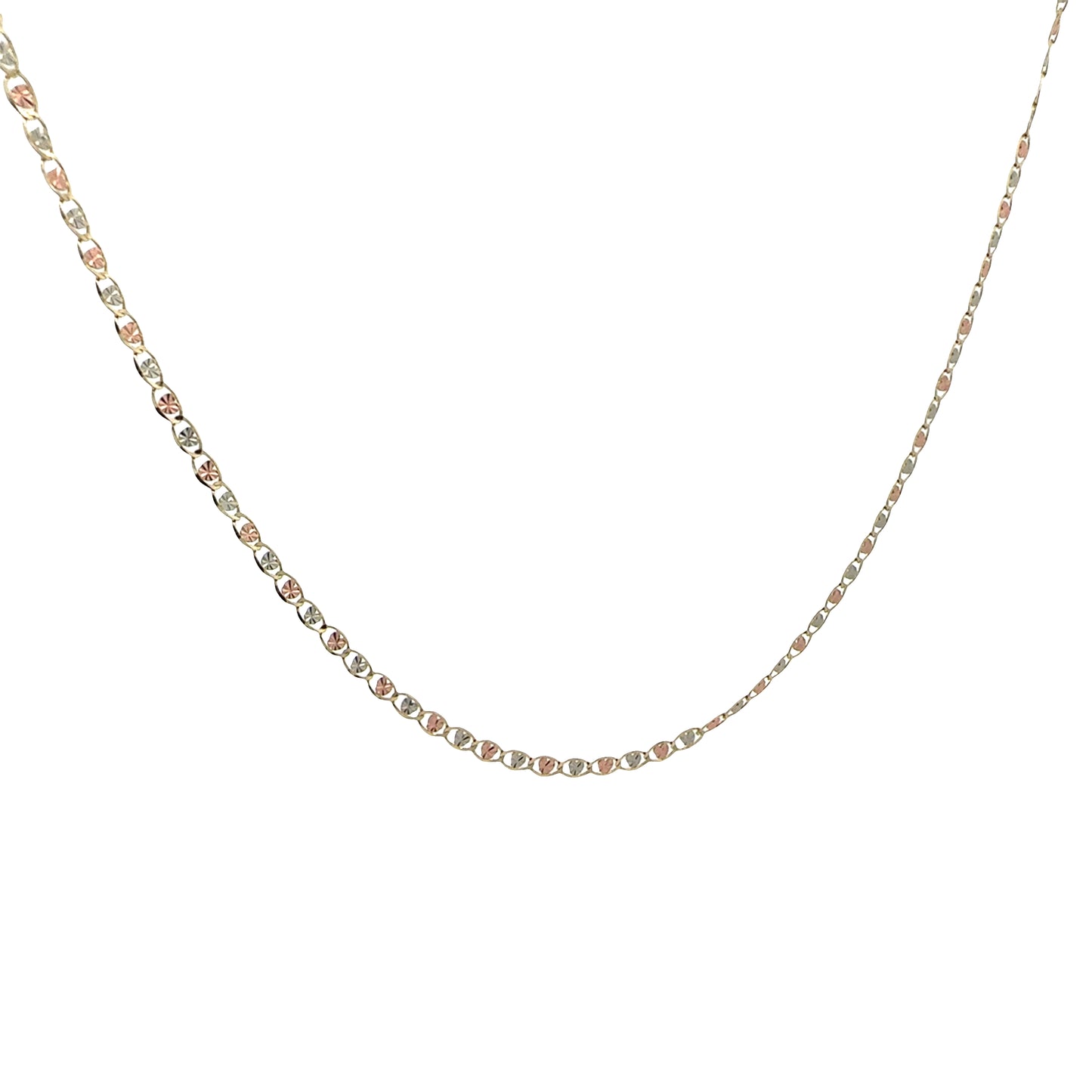 14K Tri-Color Gold Valentino Heart-Link Necklace, 20" – 2.6mm