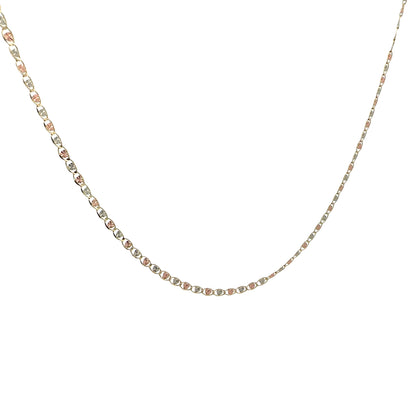 14K Tri-Color Gold Valentino Heart-Link Necklace, 2.6 mm