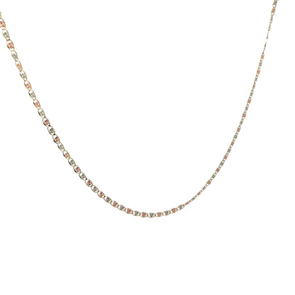 14K Tri-Color Gold Valentino Heart-Link Necklace, 2.6 mm