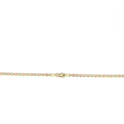 14K Tri-Color Gold Valentino Heart-Link Necklace, 2.6 mm