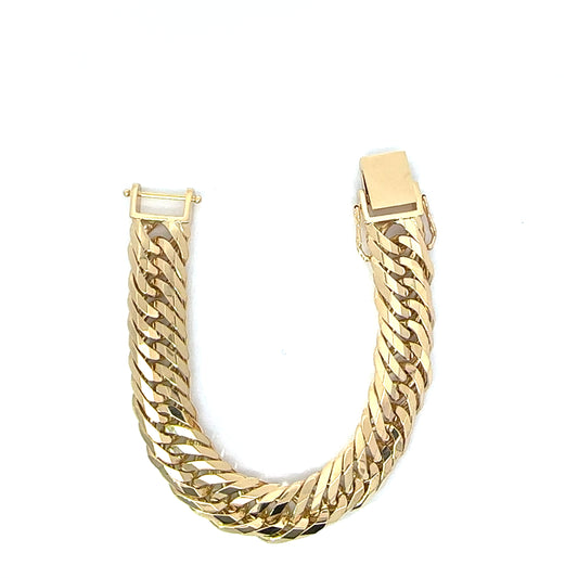 Men’s 18K Yellow Gold Japanese-Cut Franco Bracelet 15mm