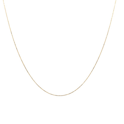 14K Yellow Gold 1mm Diamond Cut Moon Chain Necklace 16 Inch