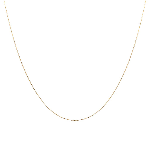 14K Yellow Gold 1mm Diamond Cut Moon Chain Necklace 18 Inch