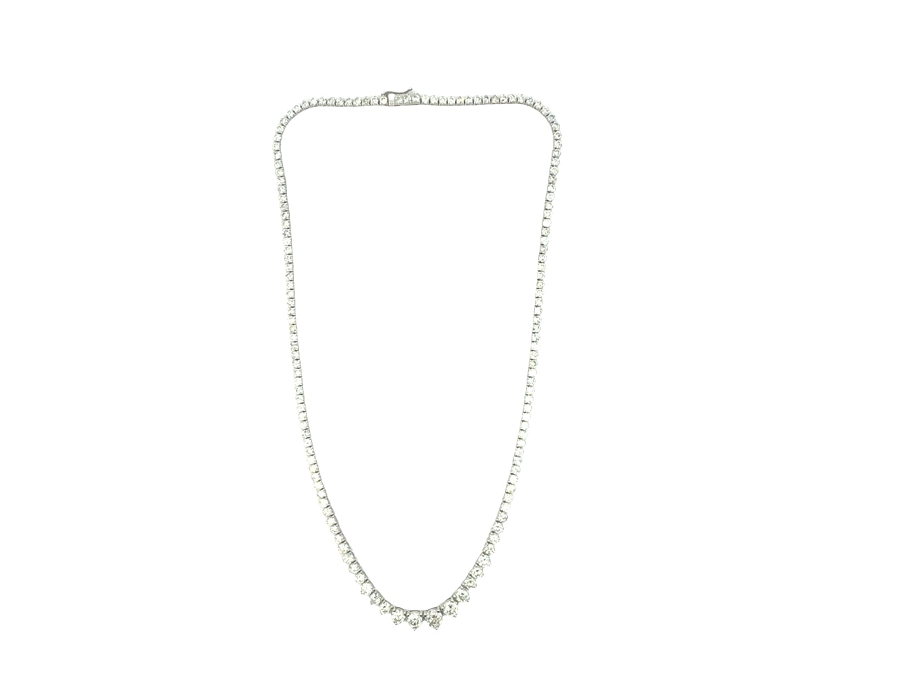 Graduated Tennis Necklace, Solid 14K Gold, 13 ct. tw. Natural Diamonds