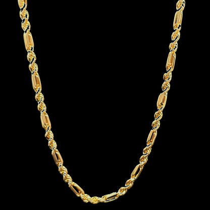 14K Gold Figaro Rope-Link Chain, 20 in, 4 mm