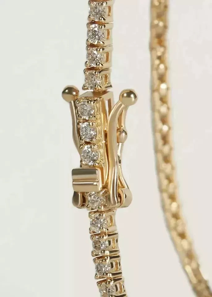 5.85ct Diamond Tennis Necklace Eternity 14k Gold 18 Inch 4 Prong yellow gold