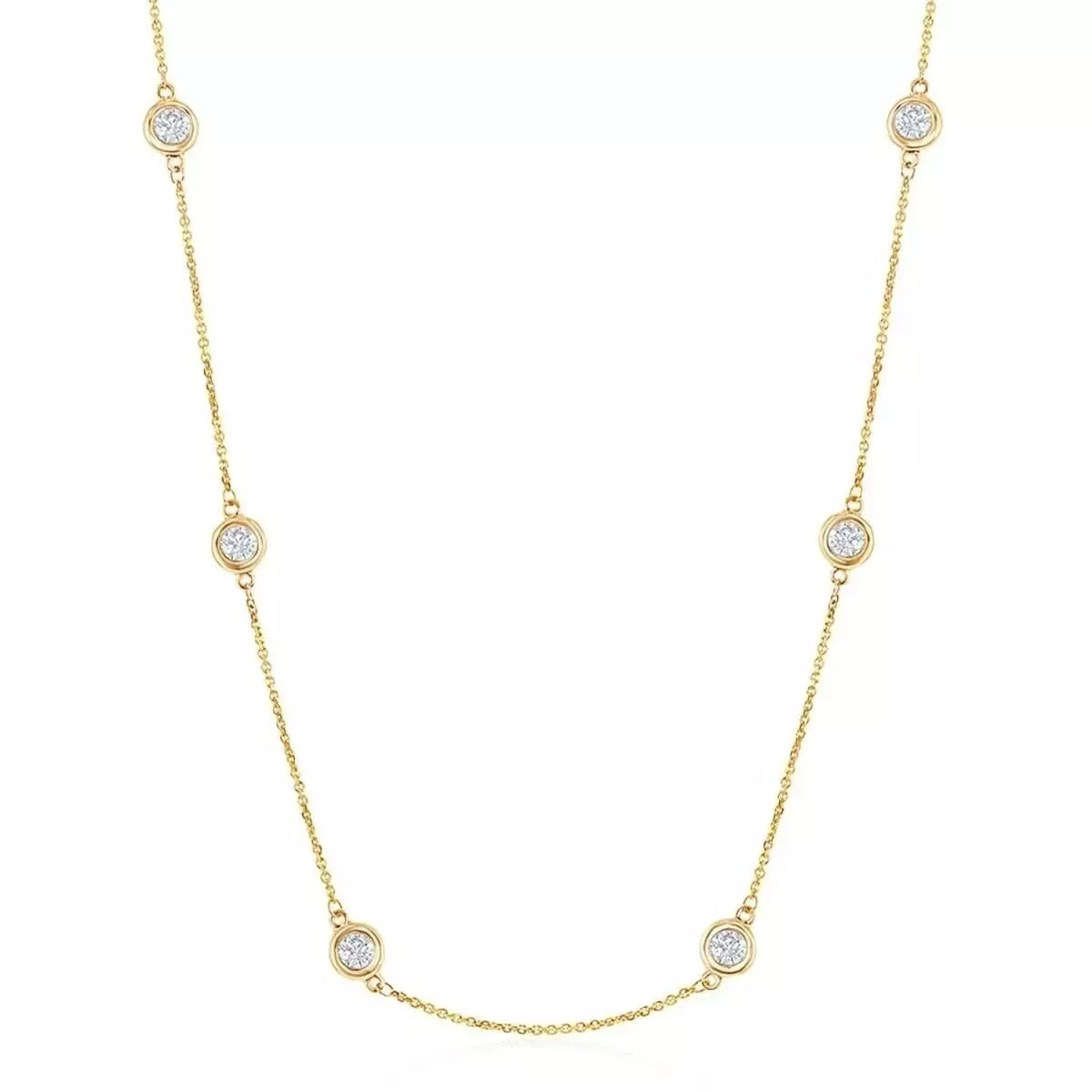 2.50 Carat Diamonds By The Yard Necklace 14K Yellow Gold Lab Grown Station 20''