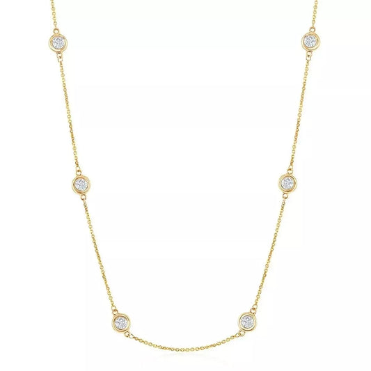 2.50 Carat Diamonds By The Yard Necklace 14K Yellow Gold Lab Grown Station 20''