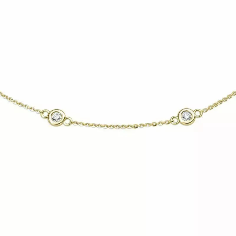 2.50 Carat Diamonds By The Yard Necklace 14K Yellow Gold Lab Grown Station 20''